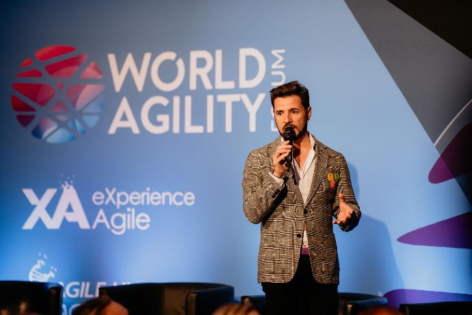 A keynote speaker at World Agility Forum