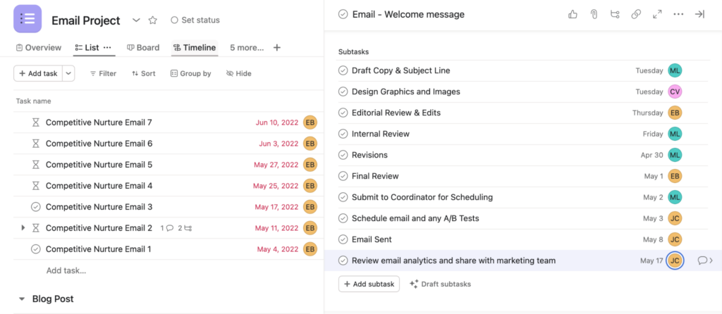 email marketing campaign workflow example