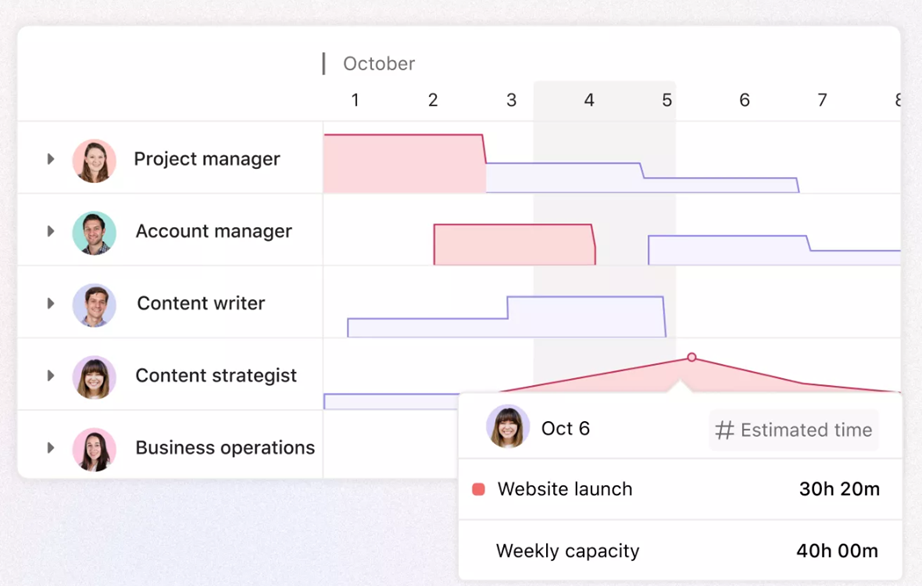 example of resource management in asana