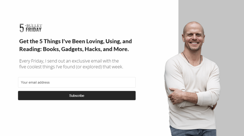screenshot of 5-Bullet Friday Newsletter subscribe page