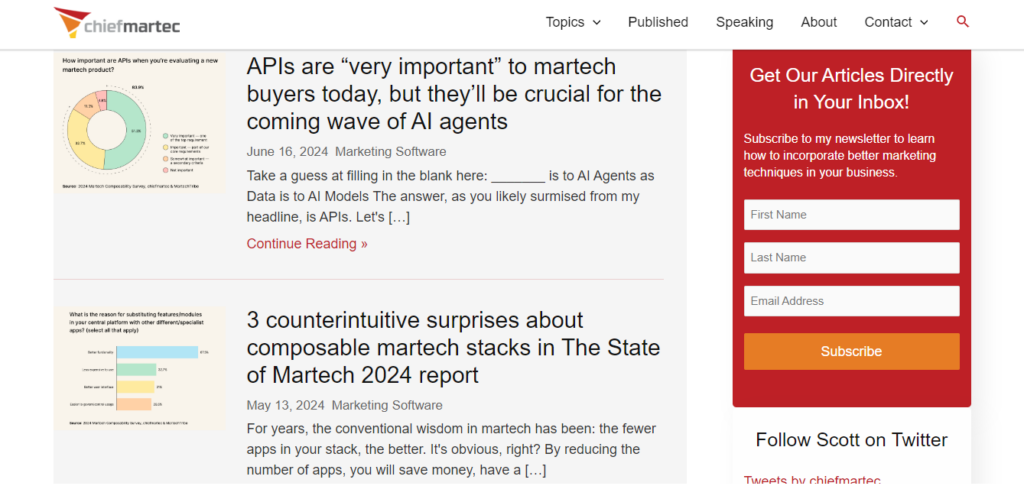 Chief Martech home page screenshot