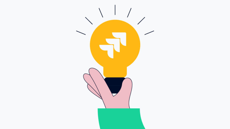 jira logo inside a light bulb being held up by a project manager