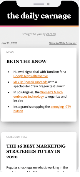 The Daily Carnage newsletter for digital agencies