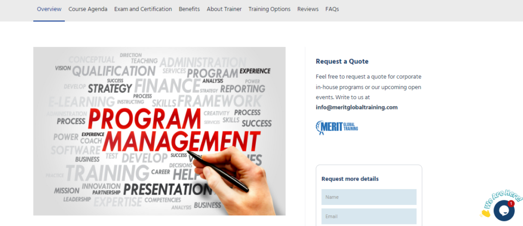 A screenshot of the Fundamentals of Program Management Training website