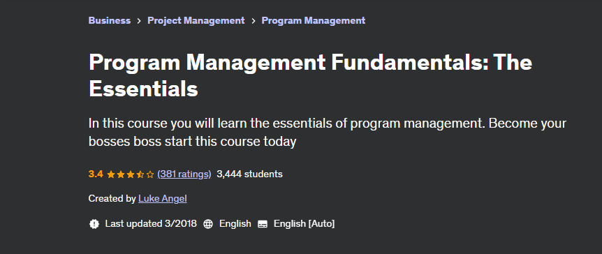 Program Management Fundamentals: The Essentials course page screenshot