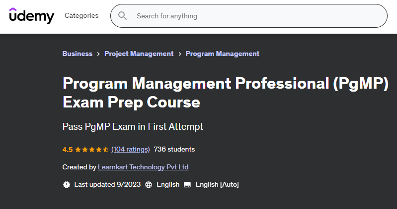Program Management Professional (PgMP) Exam Prep Course screenshot