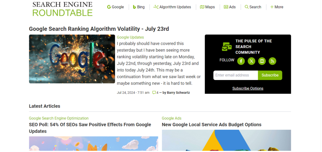 The Search Engine Roundtable home page