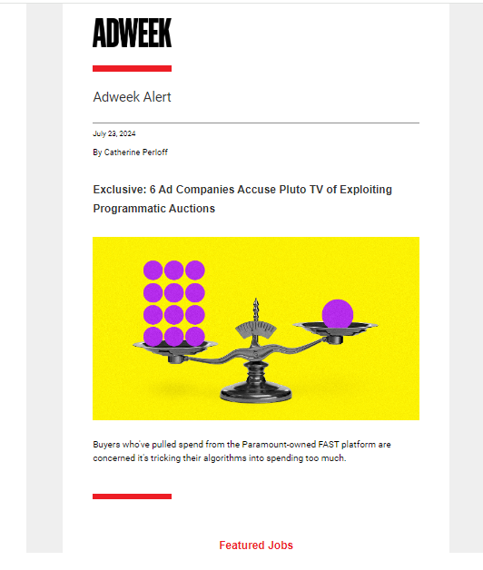 preview of Adweek Alert digital newsletter for agencies