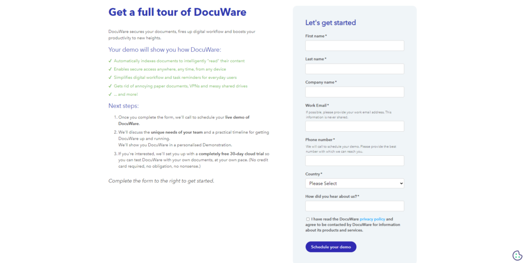 docuware pricing screenshot