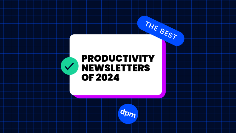 text on a dark background productivity newsletters