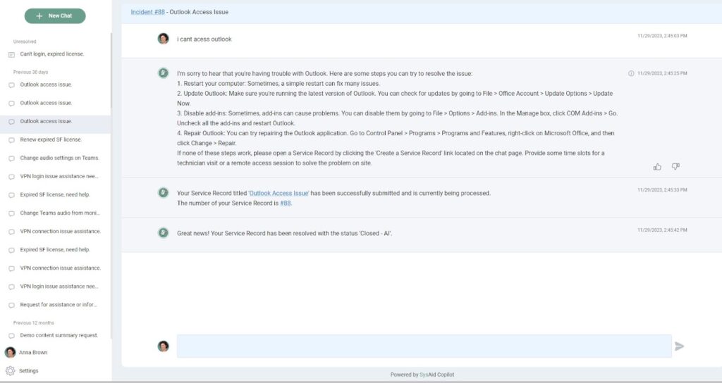 screenshot of sysaid industry-specific features