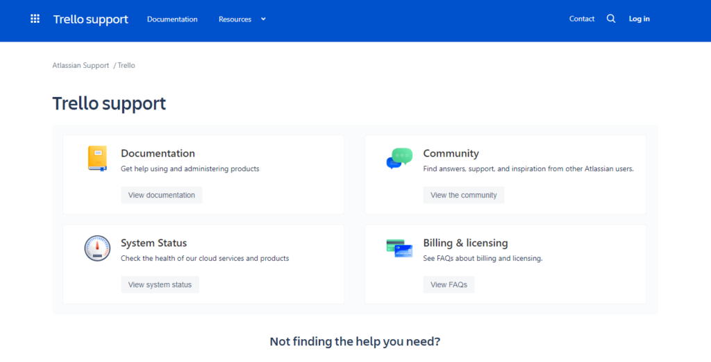 trello customer support screenshot