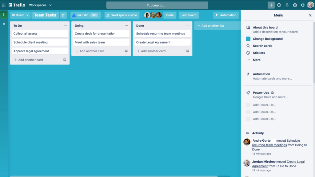 trello ease of use screenshot