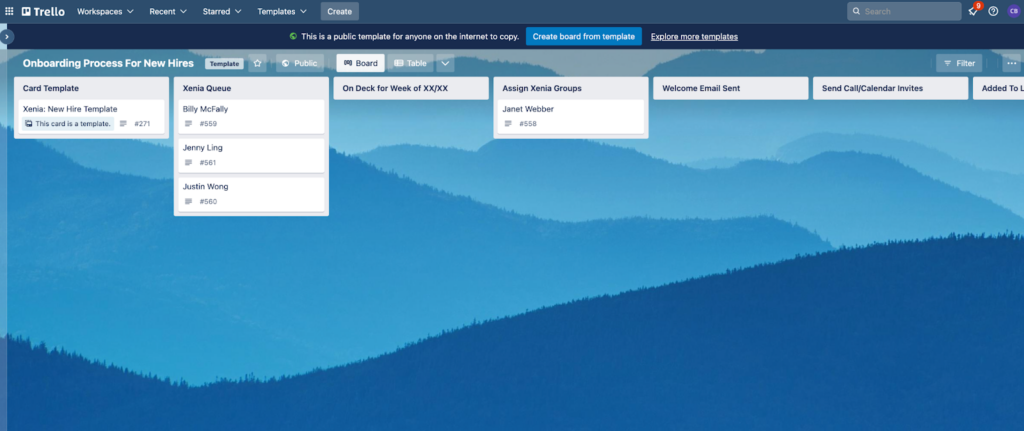 trello onboarding screenshot