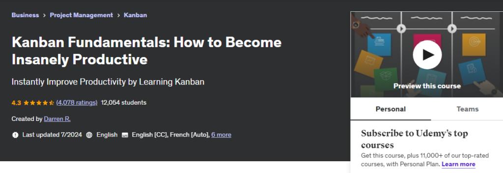 Kanban Fundamentals course page screenshot