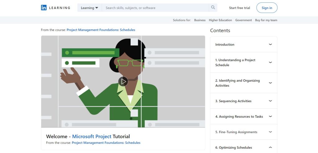 LinkedIn Learning Project Management Foundation: Schedules Course Screenshot