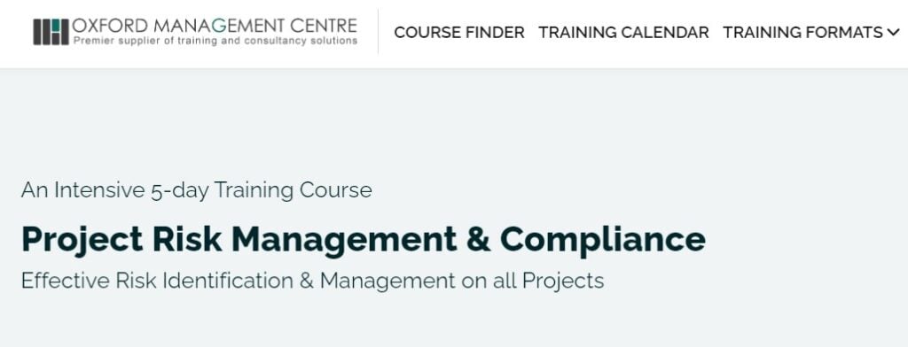 Project Risk Management & Compliance course landing page