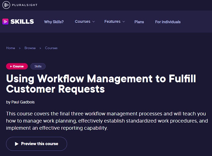 Using Workflow Management to Fulfill Customer Requests course landing page