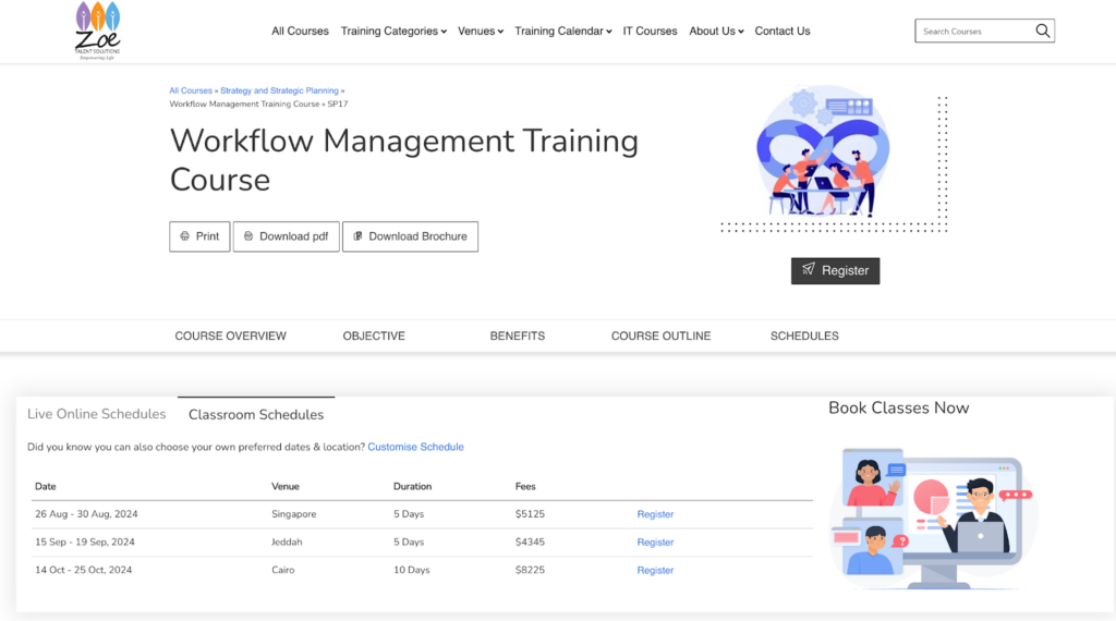Workflow Management Training Course page screenshot