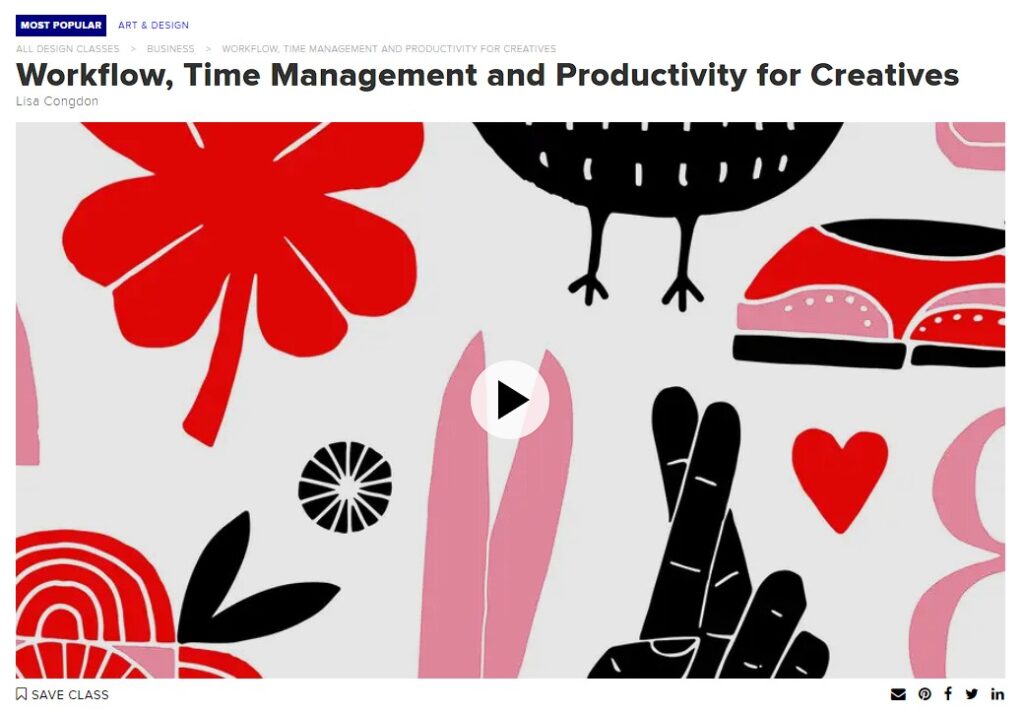 Workflow, Time Management and Productivity for Creatives course