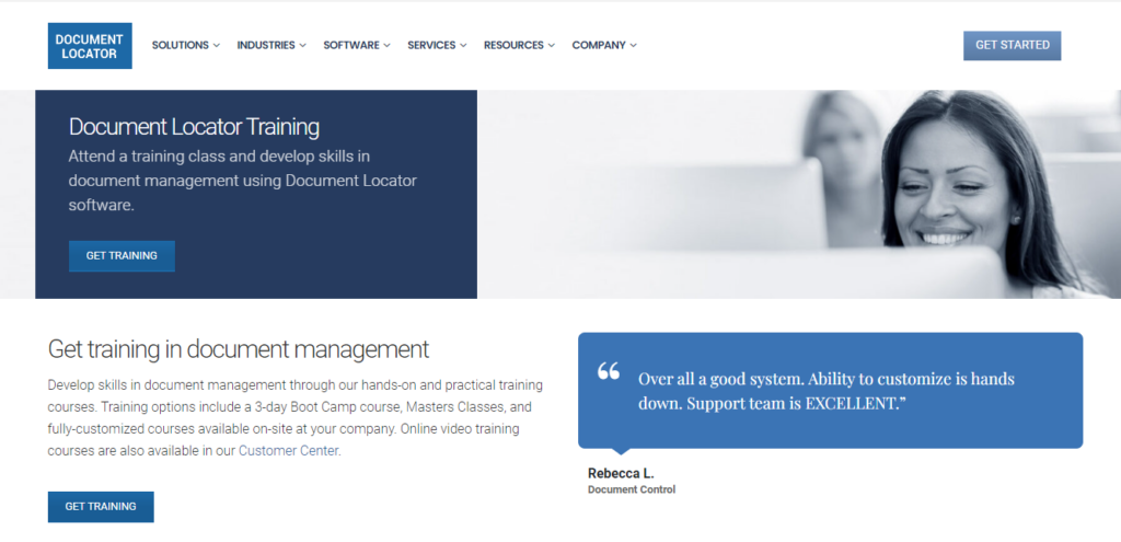 Document Locator Training website screenshot