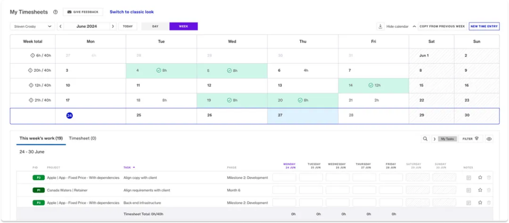 forecast time tracking screenshot