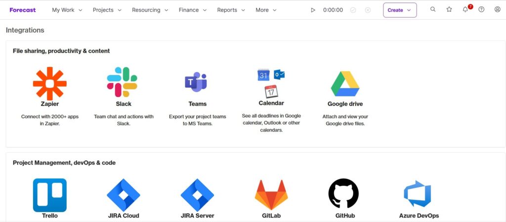 forecast integration capabilities screenshot