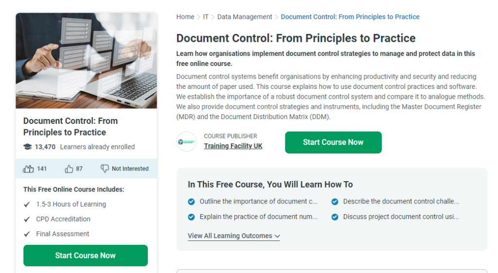 Document Control: From Principles to Practice website screenshot