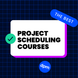 best project scheduling courses text on white and navy background