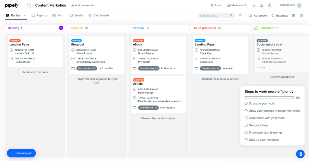 screenshot of pipefy industry specific features