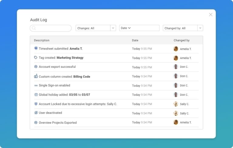 screenshot of projectmanager security safeguards