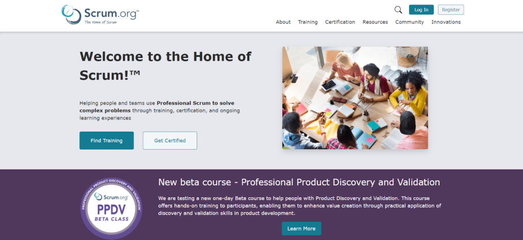 The Scrum.org website screenshot