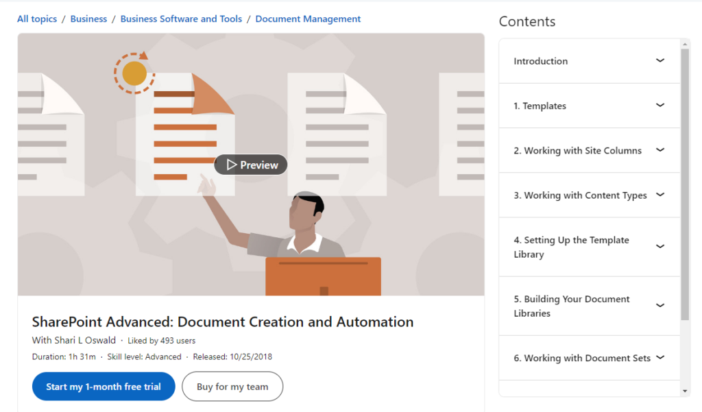 SharePoint Advanced: Document Creation and Automation website screenshot