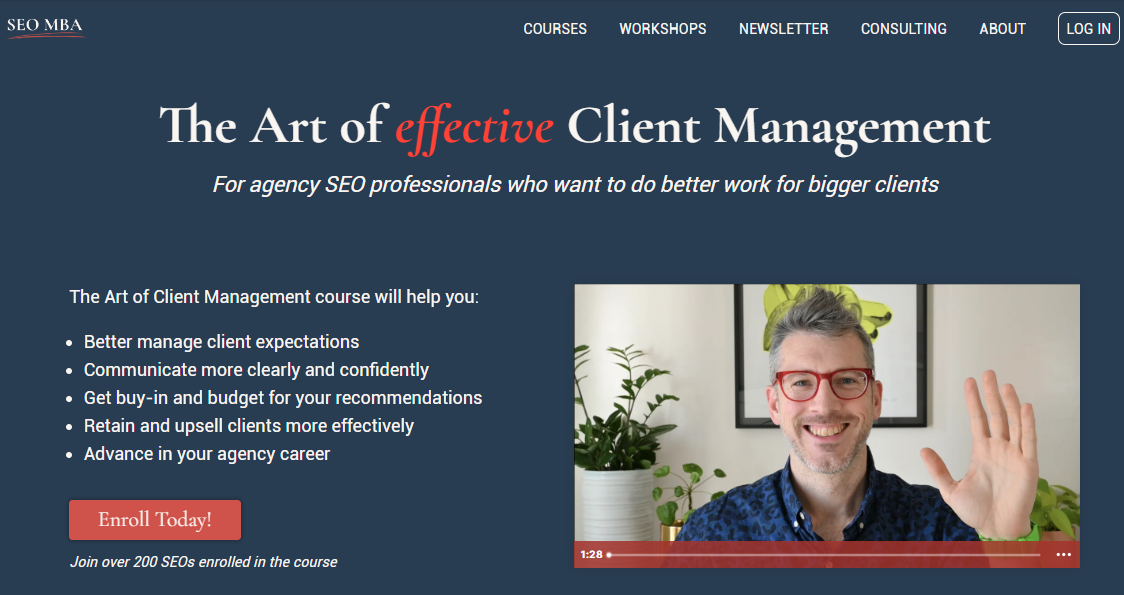 The Art of Client Management course course page screenshot