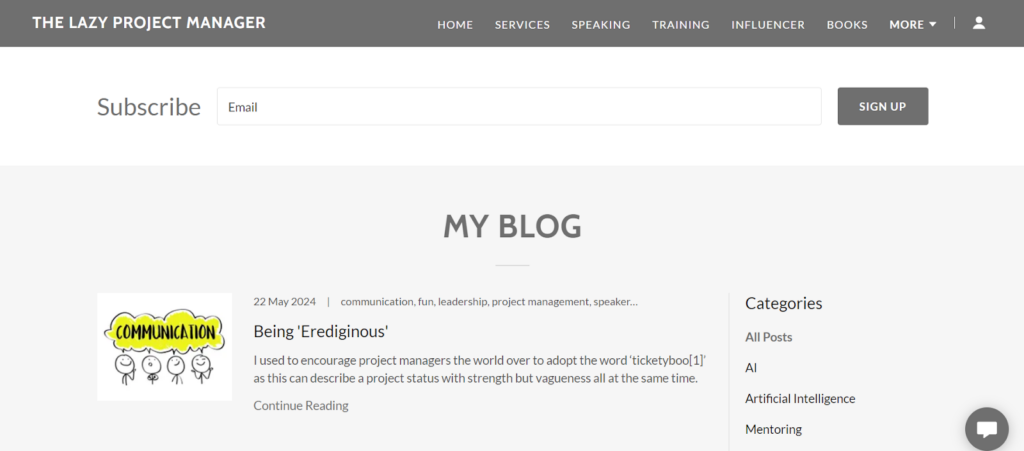 The Lazy Project Manager blogs screenshot