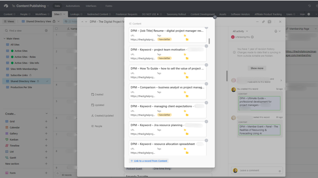 selection of the content items that are grouped selection