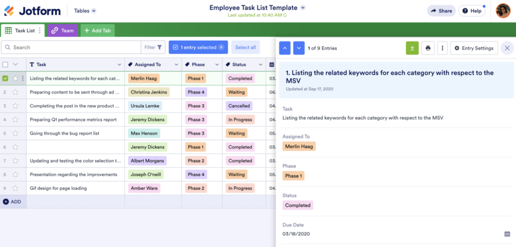 jotform scalability and team size screenshot