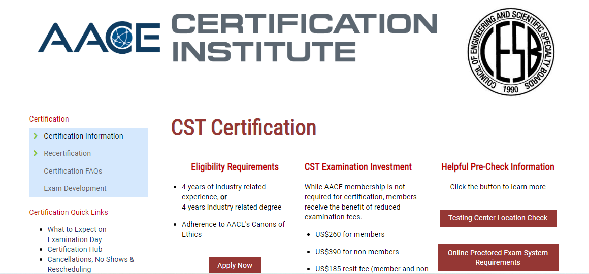 Certified Scheduling Technician (CST) landing page screenshot