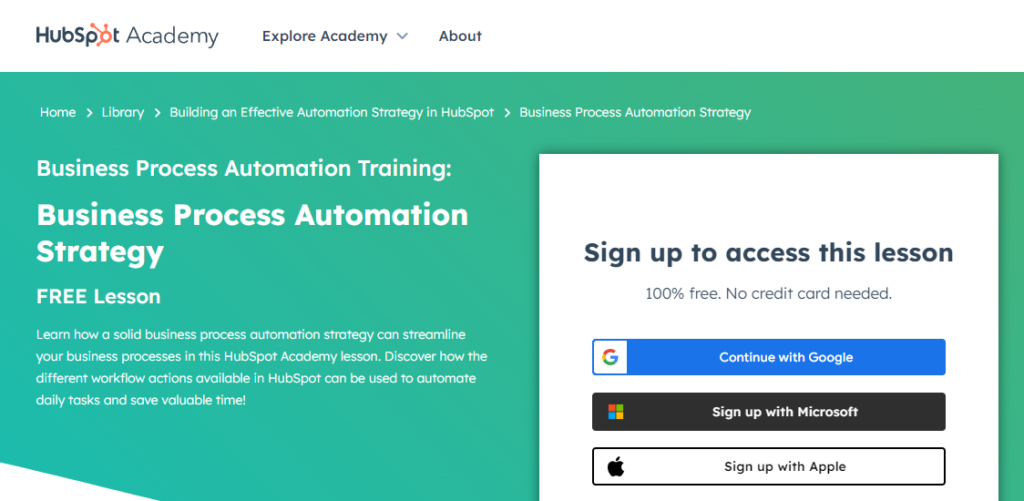 Business Process Automation Training page screenshot