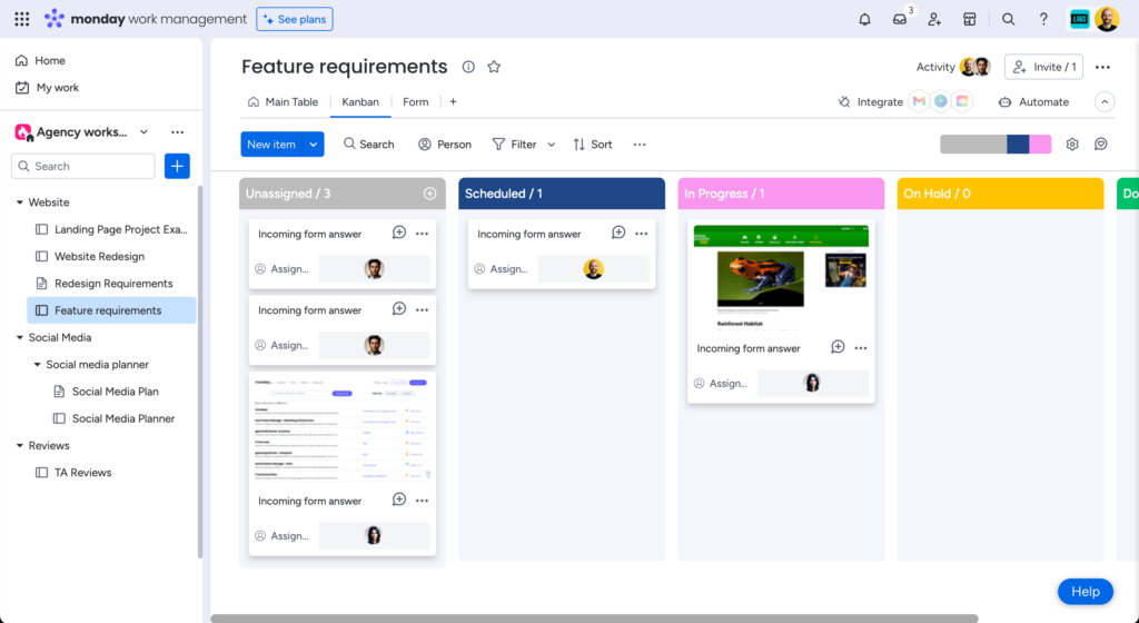 monday kanban view screenshot