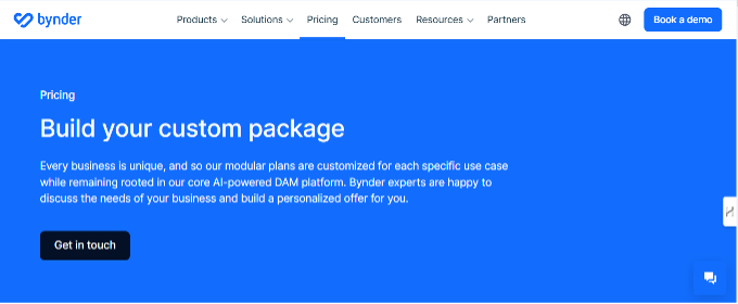 bynder pricing screenshot