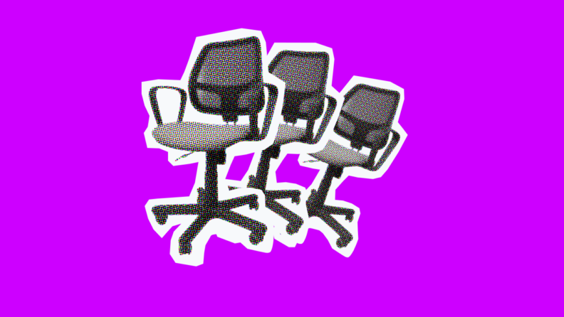 office chairs on a purple background for resource demand planning