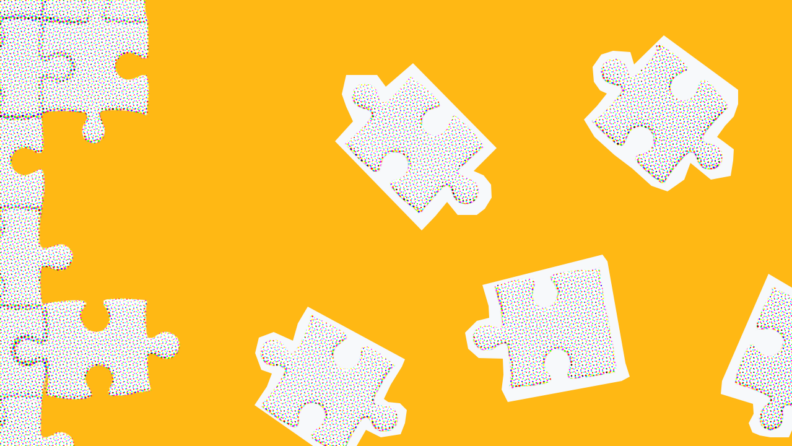 puzzle pieces on an orange background for resource risk