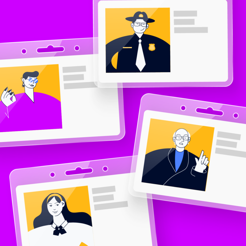A stack of ID badges showing difficult stakeholders