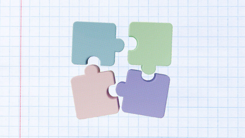 puzzle pieces on a white background for work breakdown structure examples