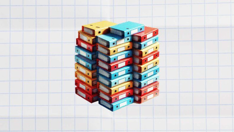 stack of binders on a white background for project completion rate