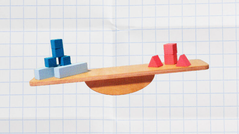 blocks on a seesaw for resource tracking