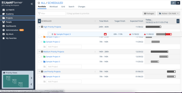 LiquidPlanner's industry-specific features screenshot