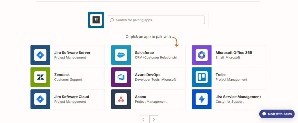 Integrations capabilities screenshot