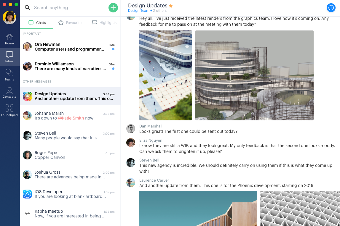 Review of Blink's inbox feature screenshot.